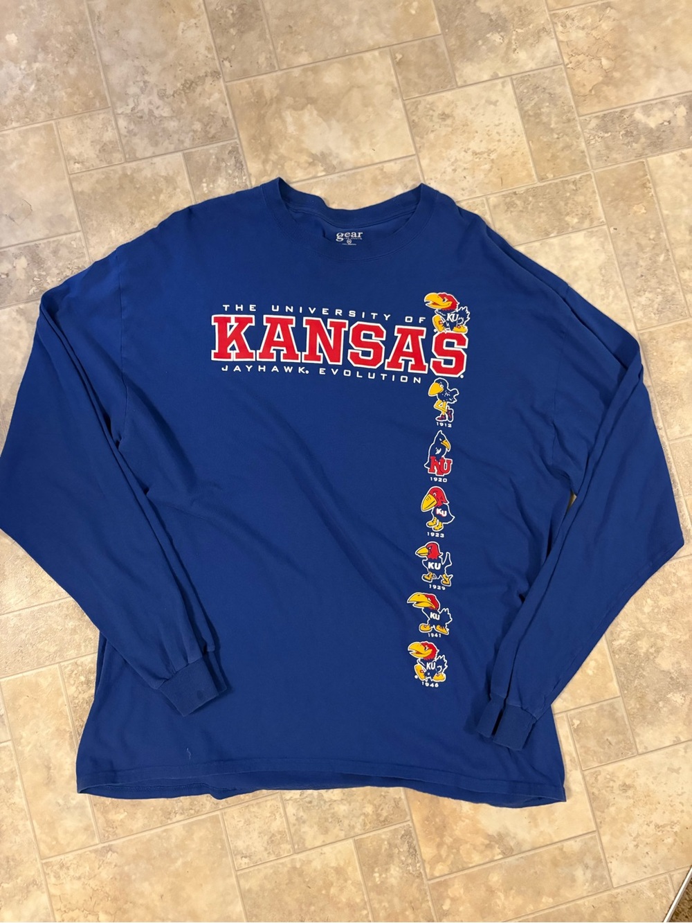 Kansas Jayhawks Blue Long-Sleeve Graphic Shirt